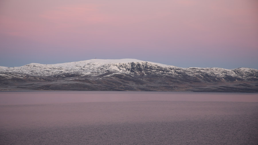 Norvege Fjord avec jour rose